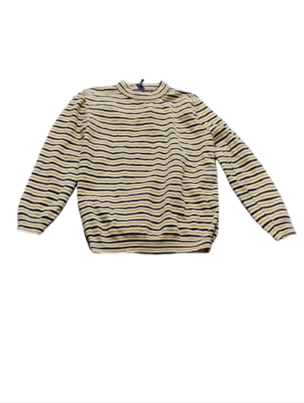 Vintage 1960s 1970s Striped Mock Neck Polyester Long Sleeve Knit Top